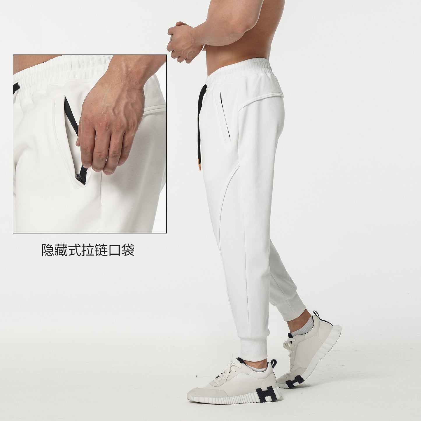 Herren Sportpants Elastisch Mit Reißverschlusstaschen