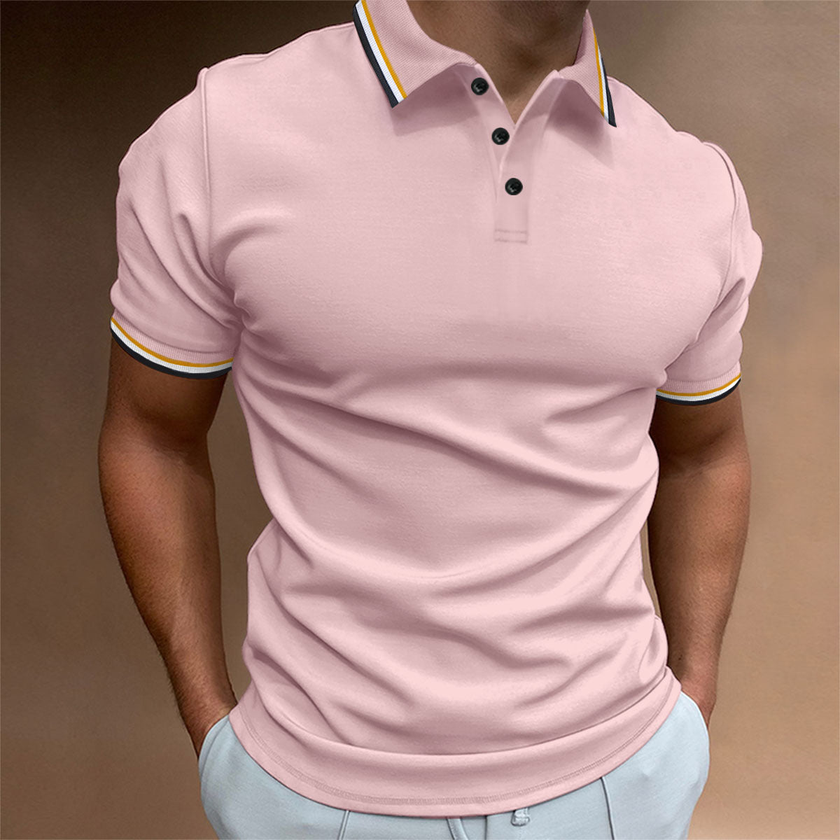 Herren Polohemd Modern Kontrastdetails Elegant