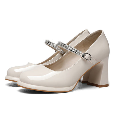 Damen Pumps mit Riemchen und Schmucksteinen Elegant