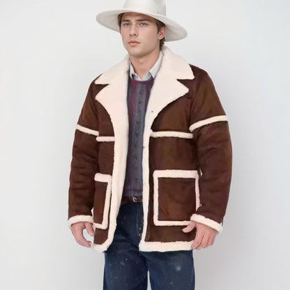 Leder Bomberjacke Herren Luxus Lammfell Winter