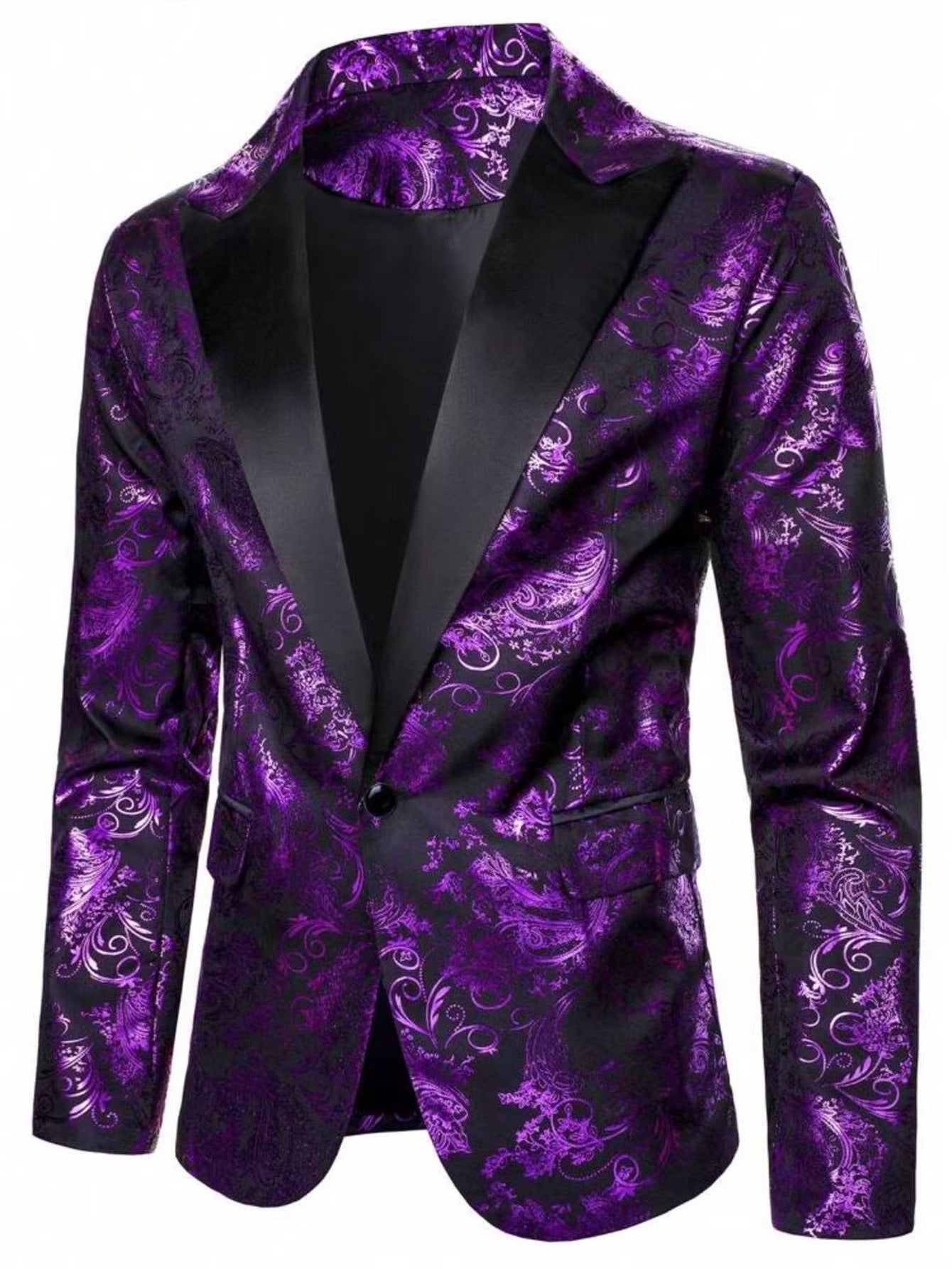 Herren Smokingsakko Elegant Floral Muster Schwarz
