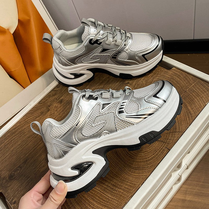 Damen Sneaker Sportlich Chunky Reflektierend Komfortabel