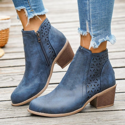 Damen Stiefeletten Elegant mit Lasercut-Design und flacher Sohle