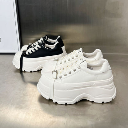 Damen Plateau Sneaker Sportlich Verstellbarer Riemen