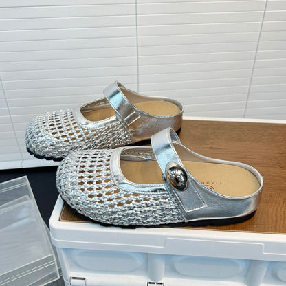 Damen Clogs bequem Flechtmuster verstellbar