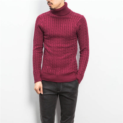 Herren Rollkragenpullover Zopfmuster Weich Komfortabel
