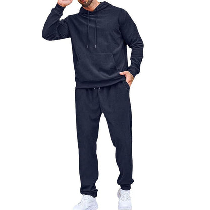 Herren Sportanzug Jogginghose Kapuzenpullover Set Grau