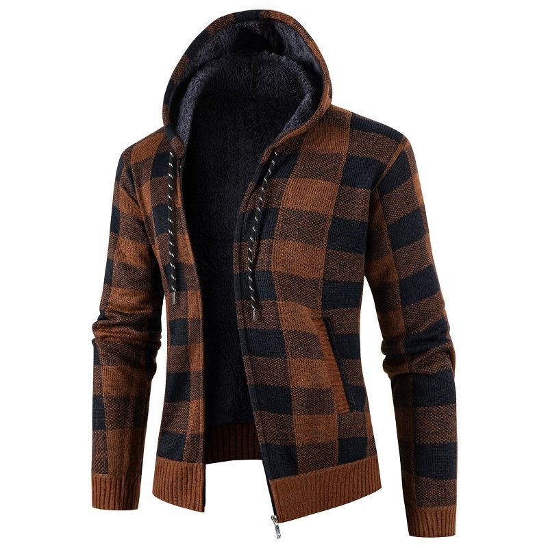 Herren Kapuzenjacke Modern mit Weichem Futter Schwarz