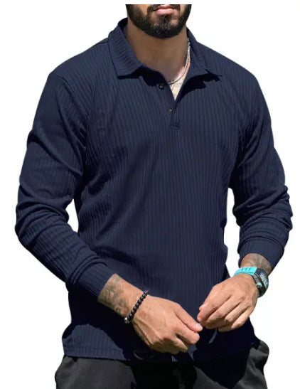 Herren Poloshirt Langarm Modern RippdesignSlimFit