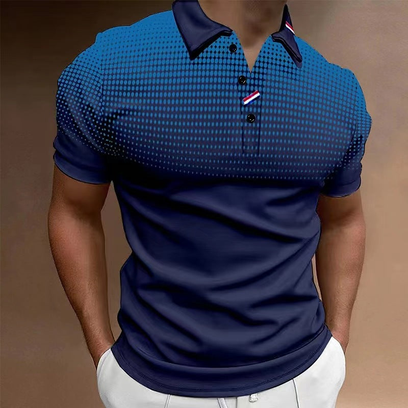 Herren Poloshirt Modern mit Feinmuster und Kontrastkragen