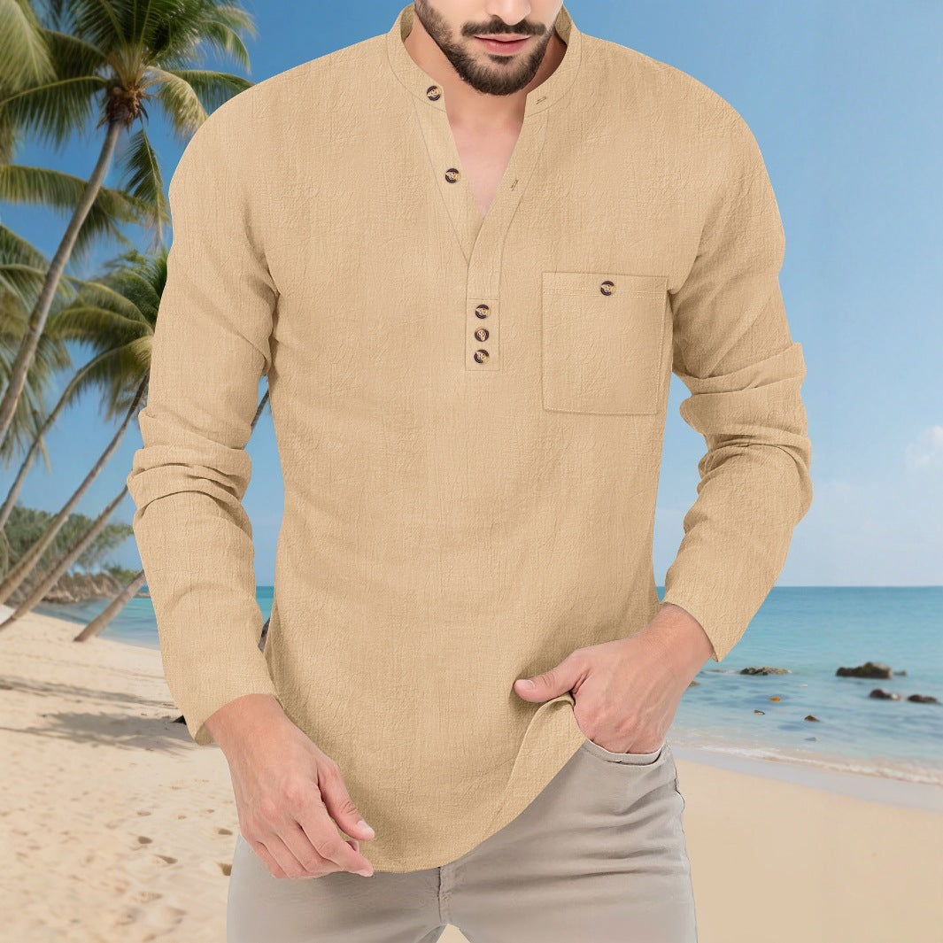 Herren Hemd Modern Lässig Stehkragen Elegent
