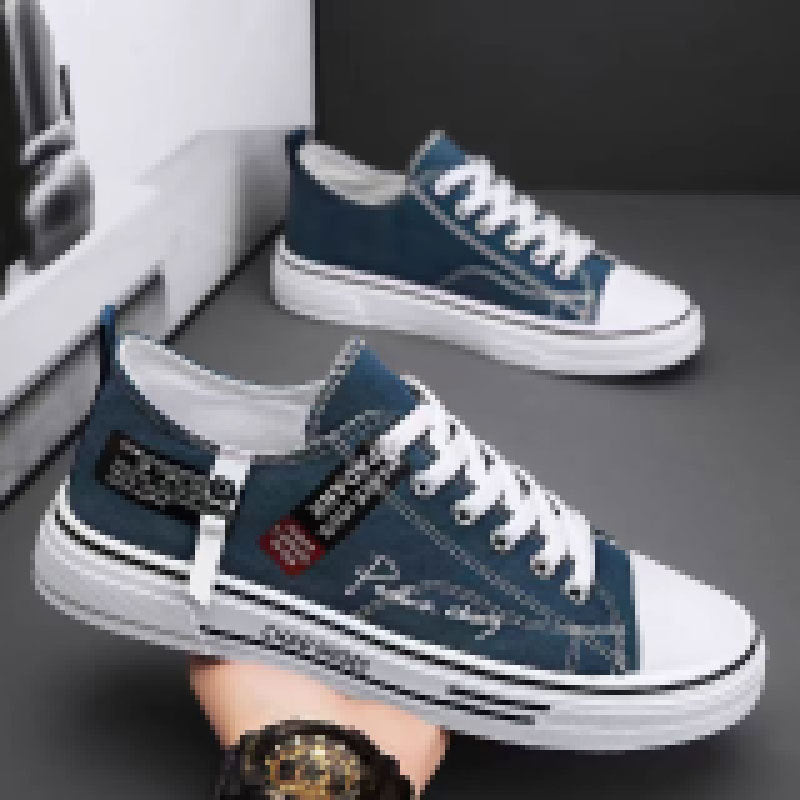 Damen Sneaker Lässig Denim Blau Mit Reißverschluss