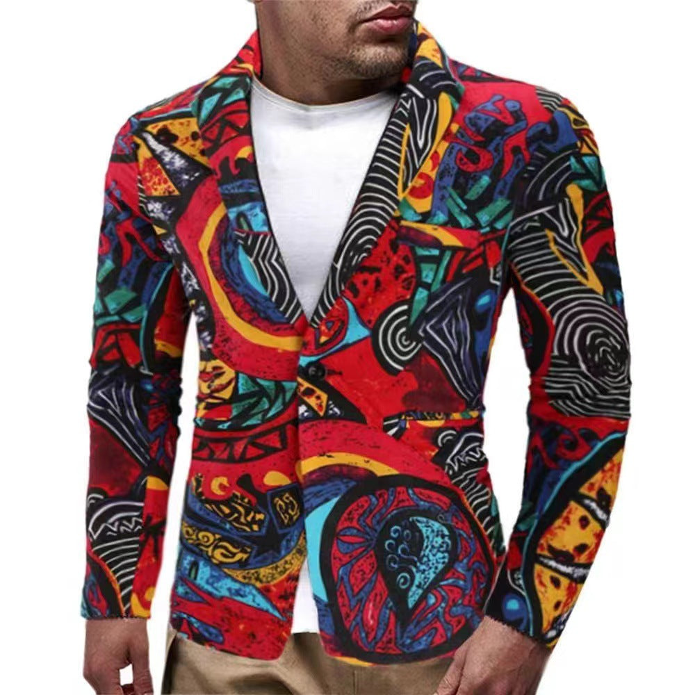 Herren Blazer Modern Bunt Grafik Design
