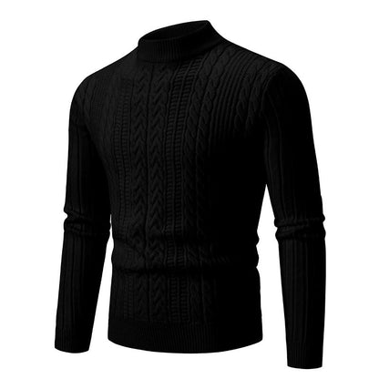 Herren Pullover Grobstrick Steppkragen Zopfmuster Modern