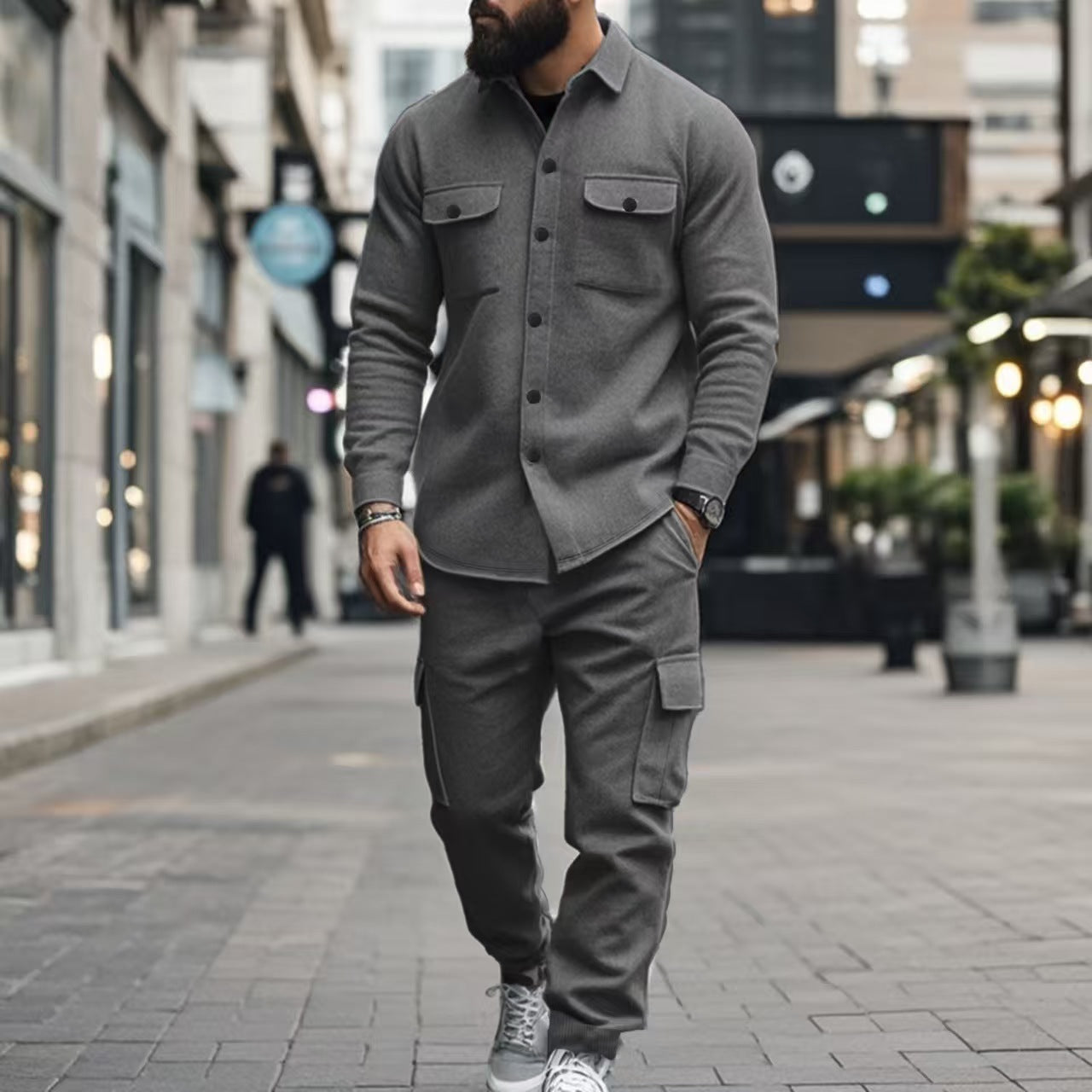 Herren Cargo-Hose Pflegeleicht Modern Mit Knöpfen