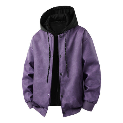 Herren Übergangsjacke Modern mit Abnehmbarer Kapuze Sportlich
