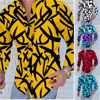 Herren Langarmhemd Graffiti Design Modern Trendy - BerlinGlamour