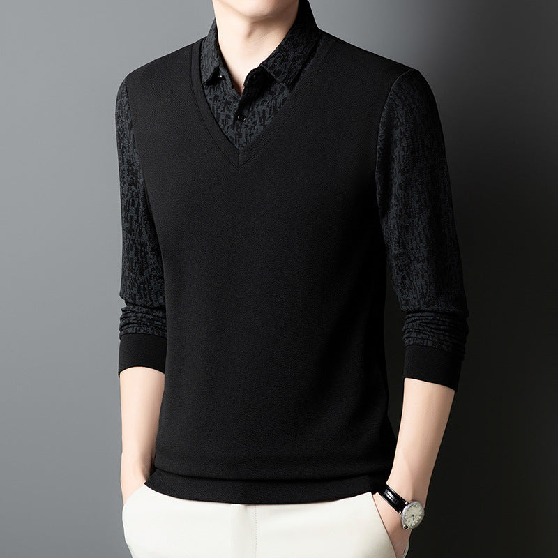 Herren Pullover V-Ausschnitt Strukturiert Eleganter Style