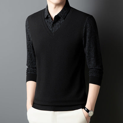 Herren Pullover V-Ausschnitt Strukturiert Eleganter Style