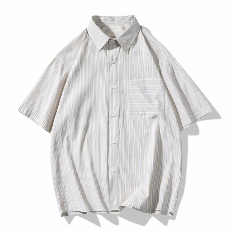 Herren Kurzarmhemd Streifen Hemd Modern Slimfit