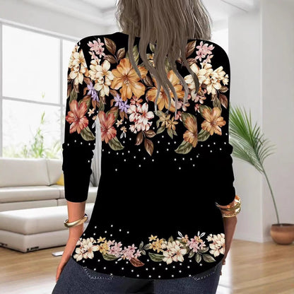 Frauen Bluse Floral Print Modern Reißverschluss