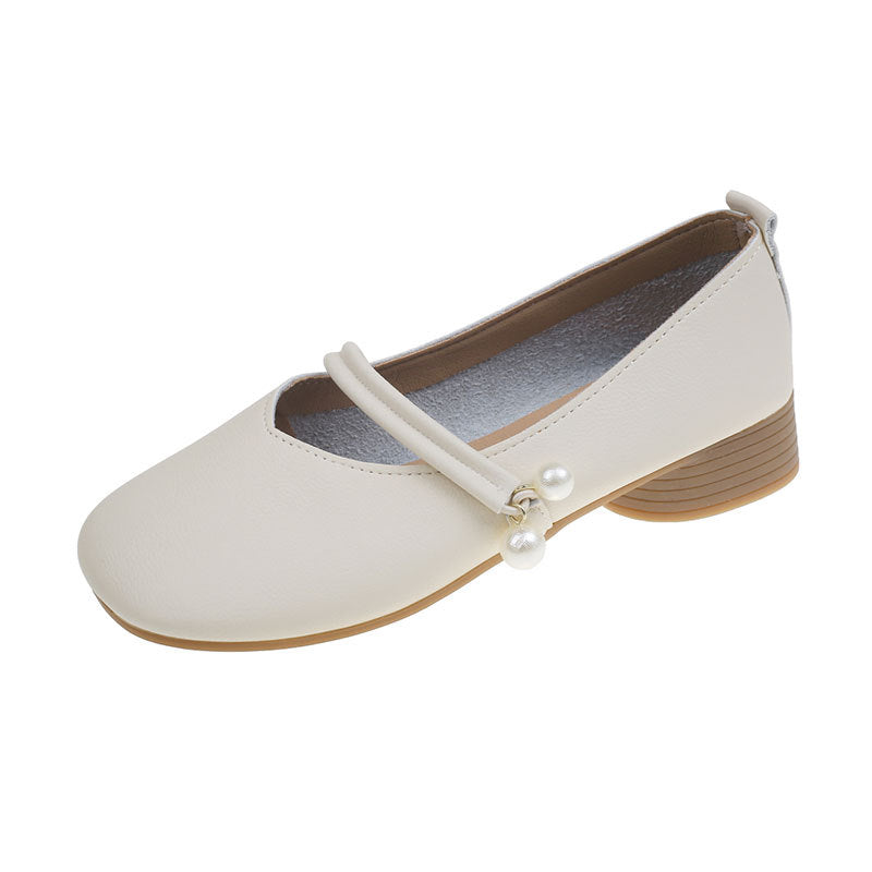 Damen Ballerinas Schuhe mit Riemchen und Perlen