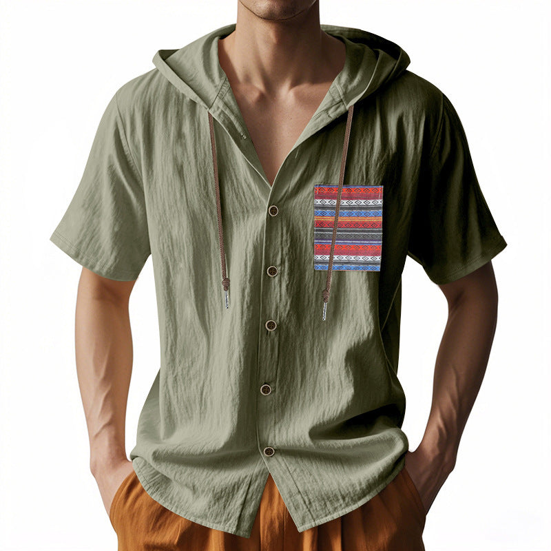 Herren Hoodie Hemd mit Knöpfen Bunt Berlin Streetwear