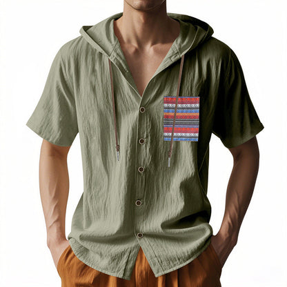 Herren Hoodie Hemd mit Knöpfen Bunt Berlin Streetwear
