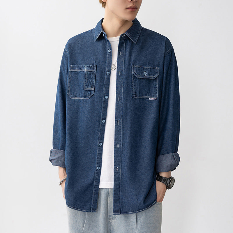 Herren Jeanshemd Lässig mit Klappentaschen Modern