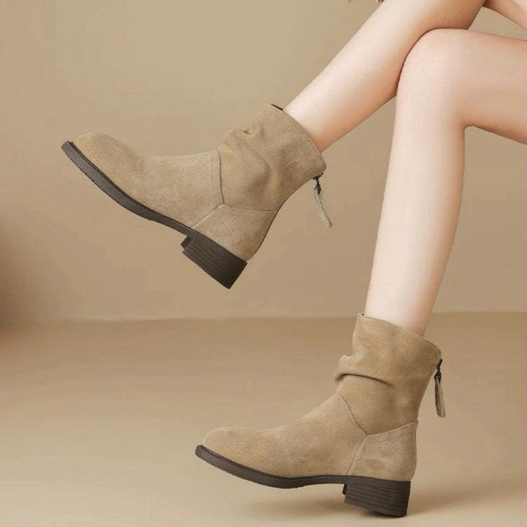 Damen Stiefeletten Hoch Modisch Reißverschluss Schwarz