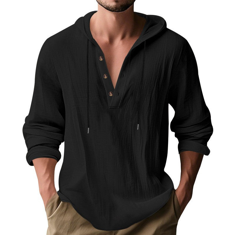 Herren Hoodie Langarm atmungsaktiv Modern mit Knopfdesign