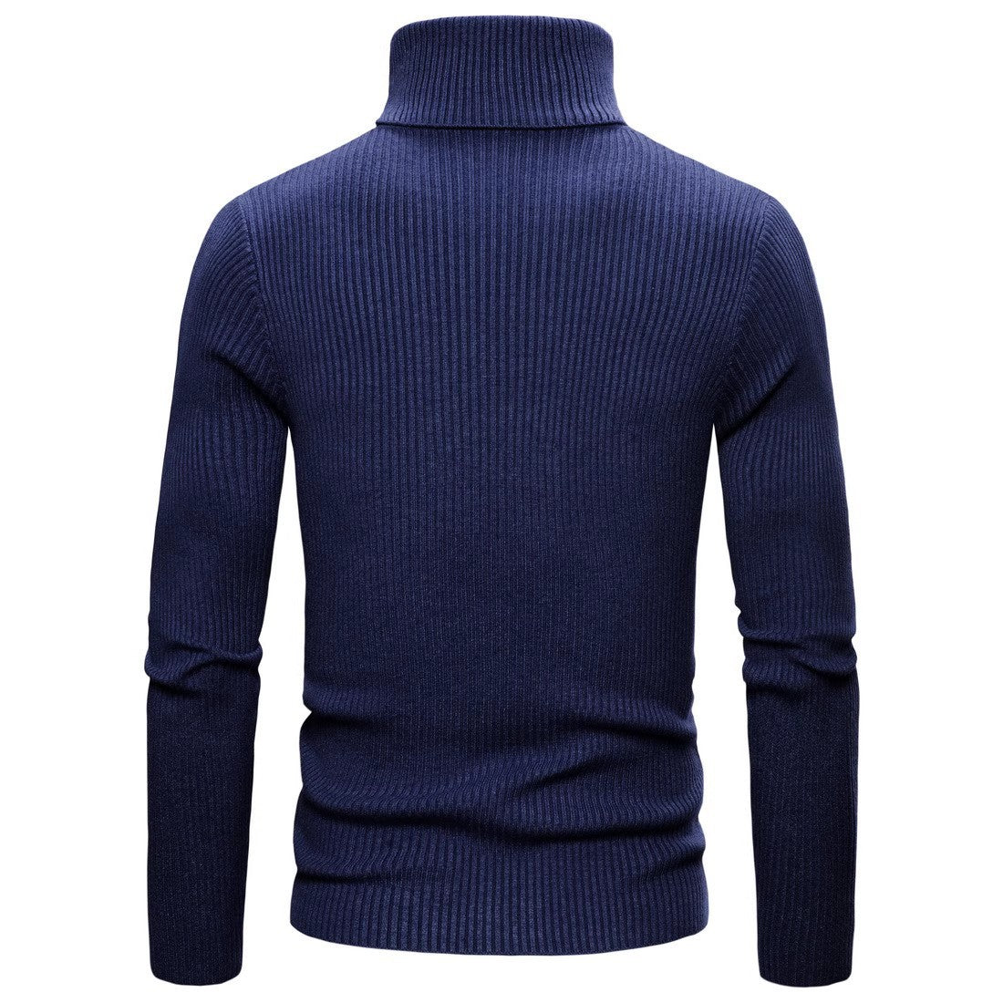Herren Strickpullover Slim Fit Hochkragen Ripp Optik