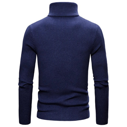 Herren Strickpullover Slim Fit Hochkragen Ripp Optik
