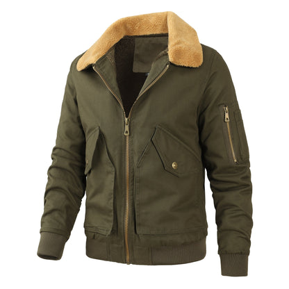 Herren Militärjacke Lässig Teddyfutter Warm
