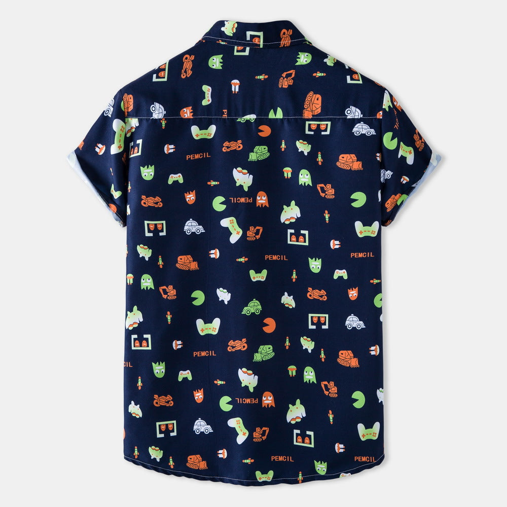 Herren Kurzarmhemd Retro Design Berlin Style