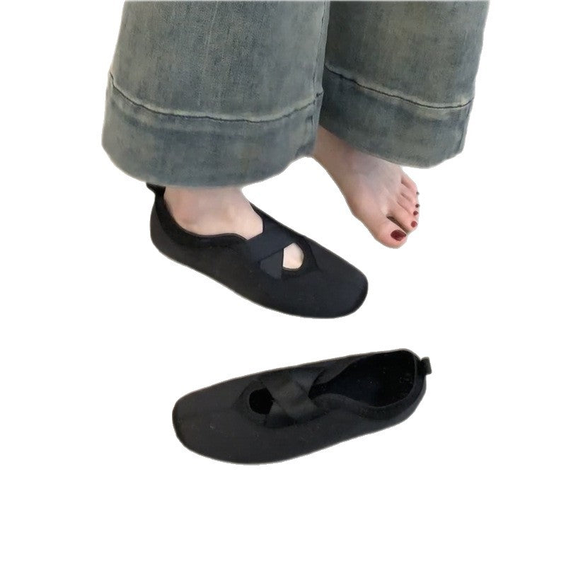 Damen Ballerinas Kreuzriemen Design Bequem Schick