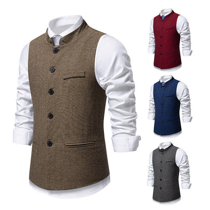 Herren Weste Herringbone Elegante Mit Taschen - BerlinGlamour
