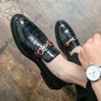 Herren Loafers Elegante Leder Schuhe Schwarz Modern