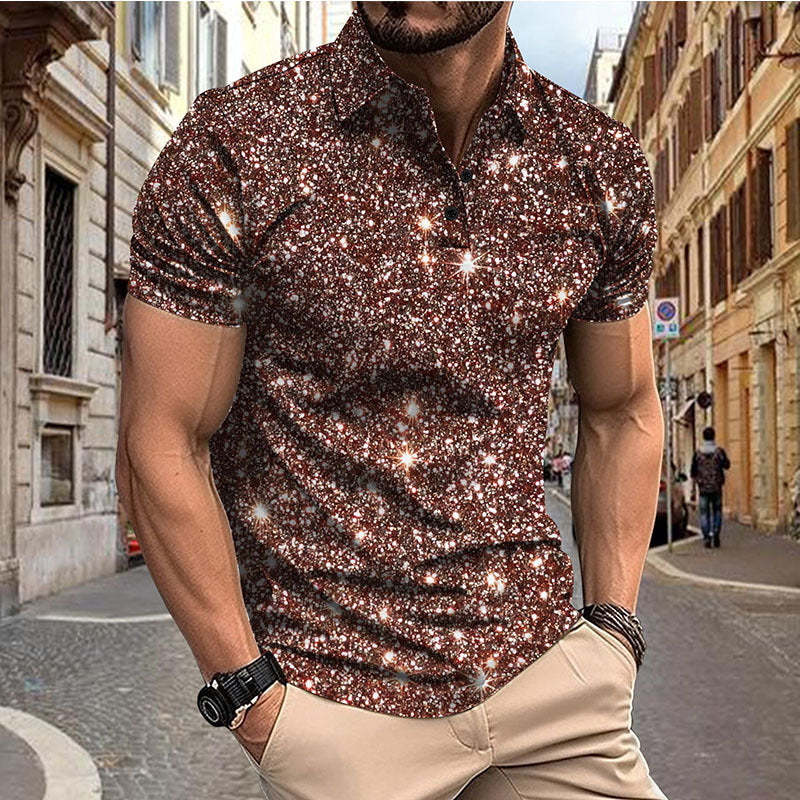 Herren Kurzarmshirt Glitzer Hemd Modern Berlin Style - BerlinGlamour