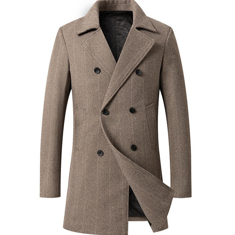 Herren Mantel Doppeltreihig Hahnentrittmuster Elegant