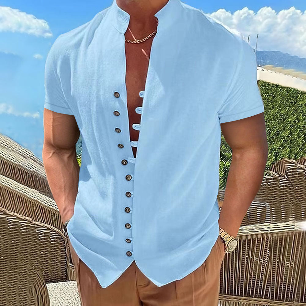 Herren Kurzarm-Hemd Modern mit Knöpfen Slim Fit - BerlinGlamour