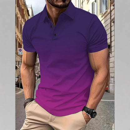 Herren Poloshirt Modern Komfort Schnitt Farbverlauf - BerlinGlamour