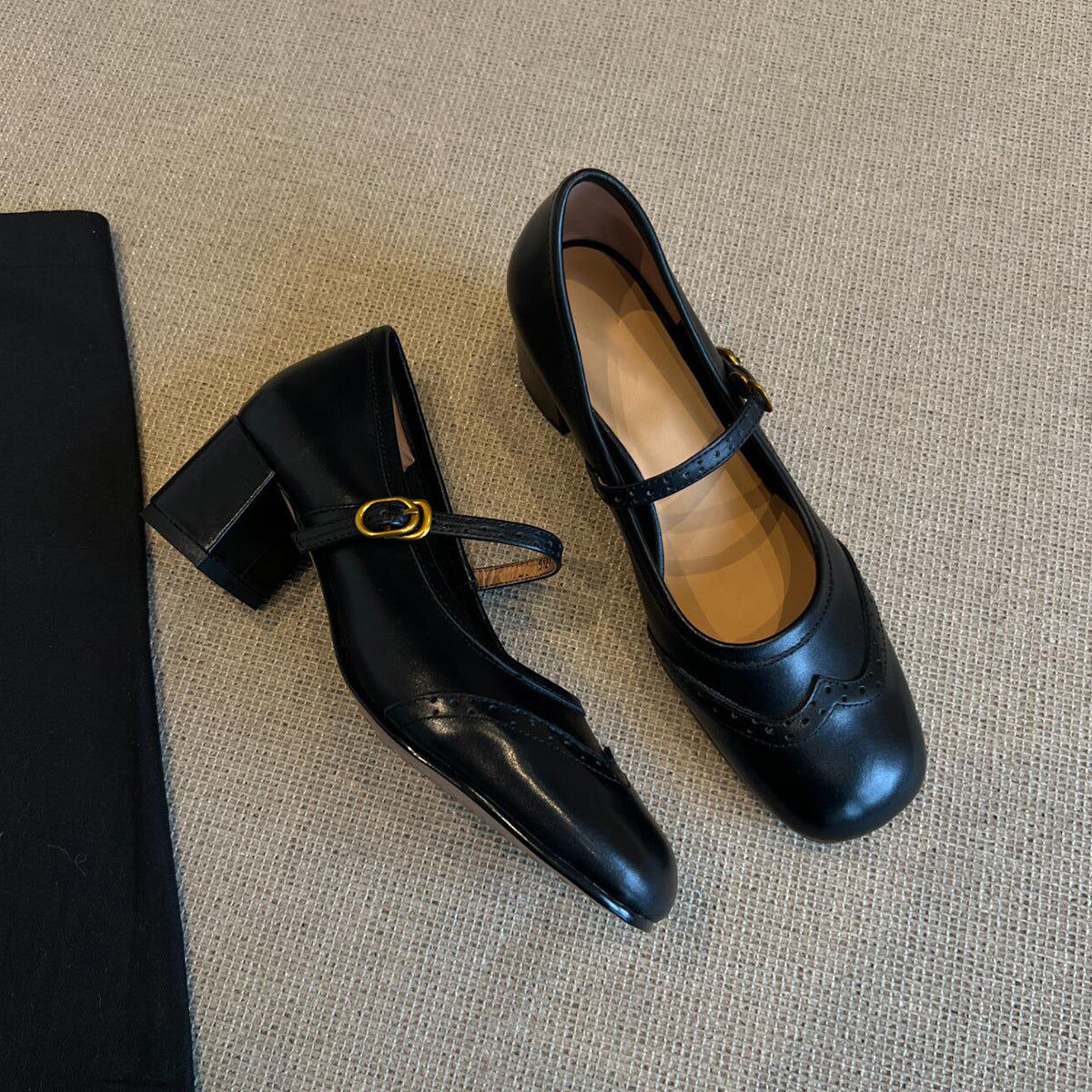 Damen Mary Janes Schuhe Elegante Riemen Ledersohle