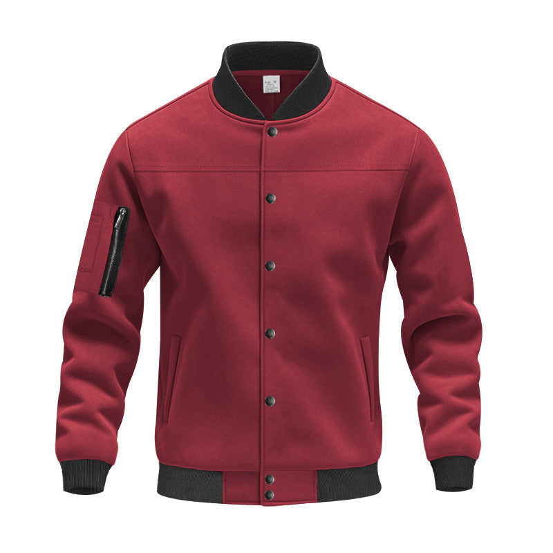 Herren Collegejacke Modern mit Taschen Grau Casual