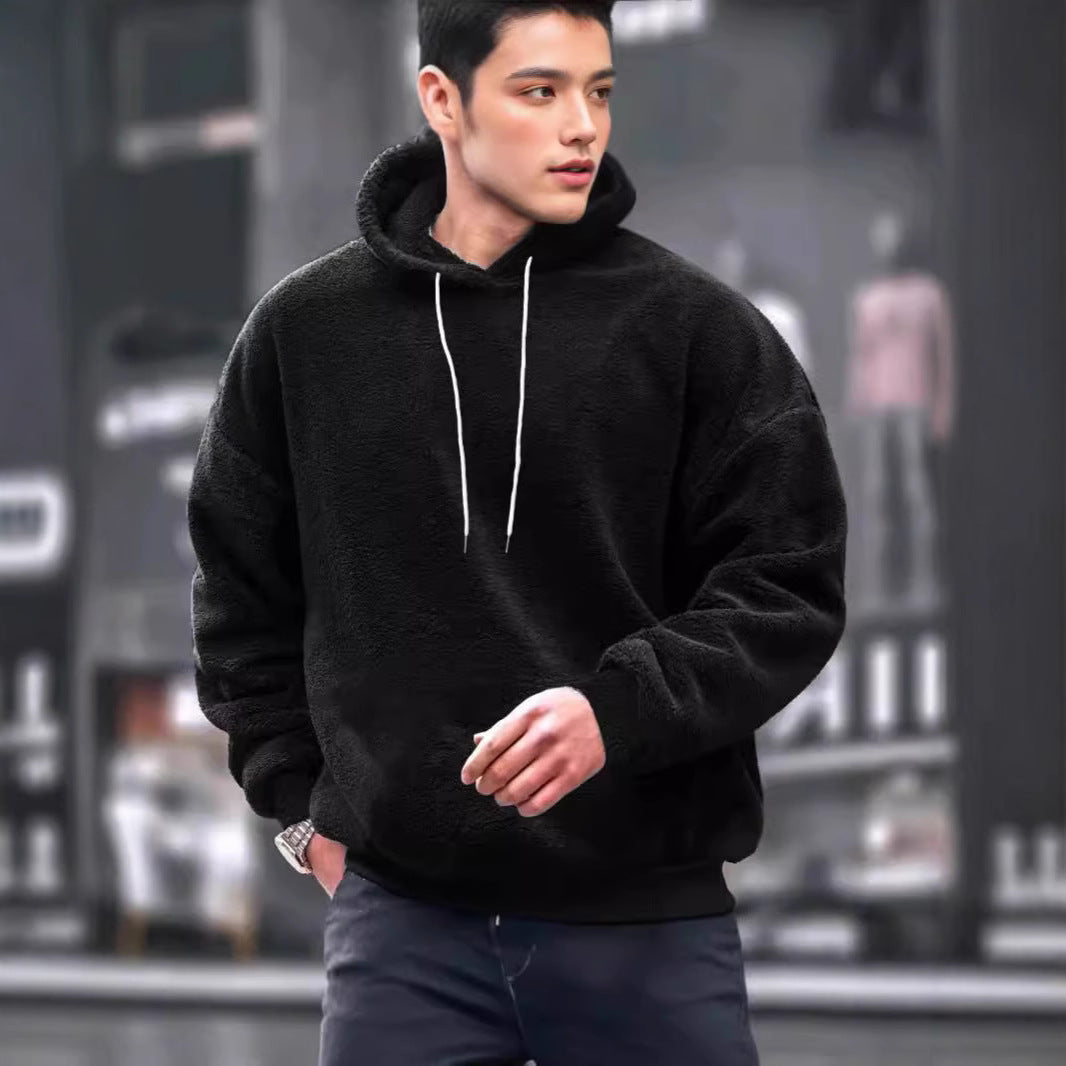 Herren Fleecepullover Kapuze Weich Warm mit Kängurutasche