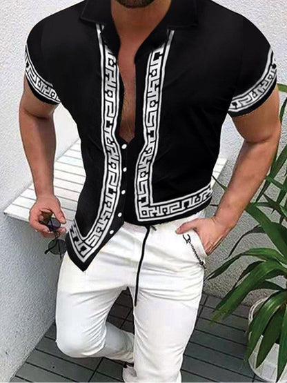 Herren Hemd Kurzarm Geometrisch Druck Modern Berlin Style
