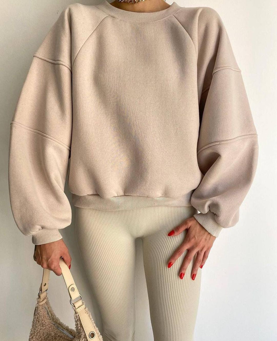 Damen Sweatshirt Oversized Große Ärmel Komfortabel