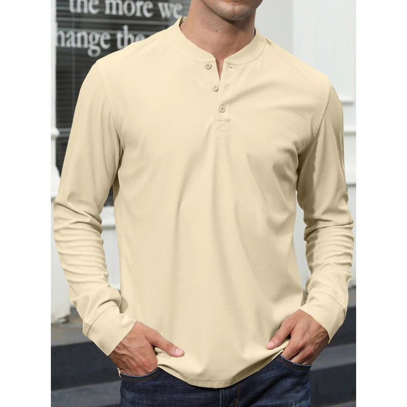 Herren Langarmshirt Knopfleiste Bequem Modern - BerlinGlamour
