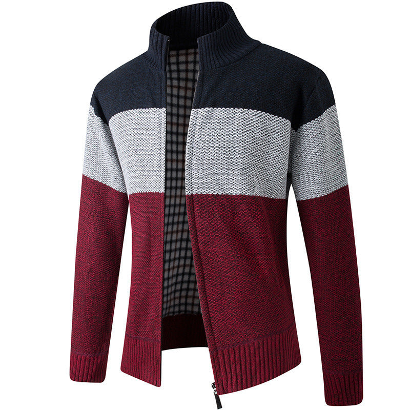 Herren Strickjacke Modern Gestreift Kragen