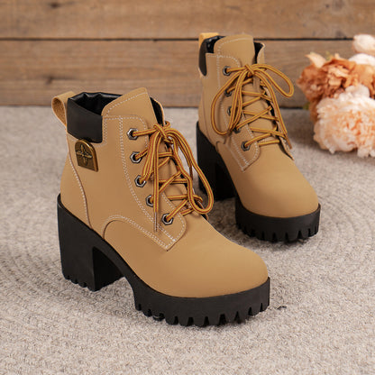 Damen Stiefel High Top Chunky Modisch Elegant